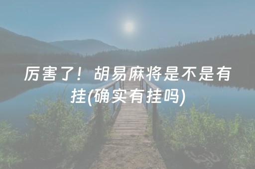 厉害了！胡易麻将是不是有挂(确实有挂吗)