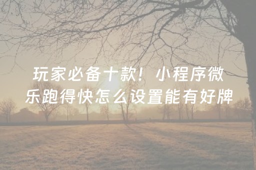 玩家必备十款！小程序微乐跑得快怎么设置能有好牌(有挂技巧辅助器)