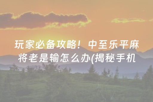 玩家必备攻略！中至乐平麻将老是输怎么办(揭秘手机上插件免费)