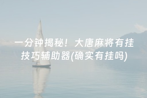 一分钟揭秘！大唐麻将有挂技巧辅助器(确实有挂吗)