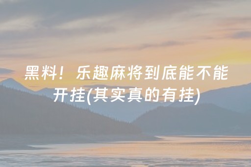 黑料！乐趣麻将到底能不能开挂(其实真的有挂)