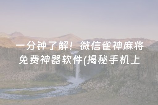 一分钟了解！微信雀神麻将免费神器软件(揭秘手机上赢的诀窍)