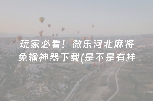 玩家必看！微乐河北麻将免输神器下载(是不是有挂)