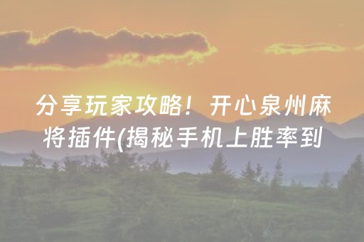 分享玩家攻略！开心泉州麻将插件(揭秘手机上胜率到哪调)