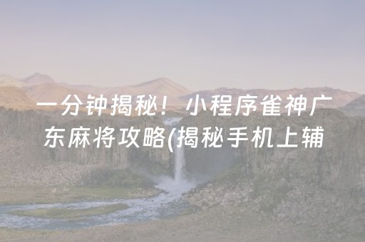 一分钟揭秘！小程序雀神广东麻将攻略(揭秘手机上辅牌器)