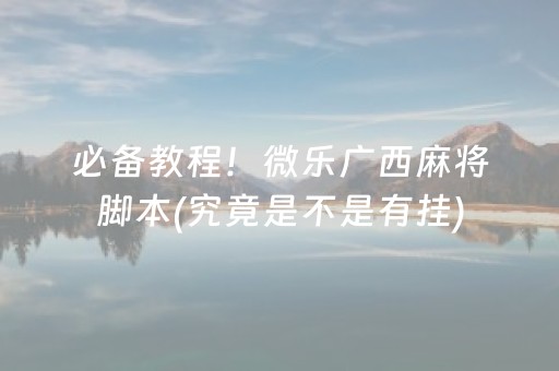 必备教程！微乐广西麻将脚本(究竟是不是有挂)