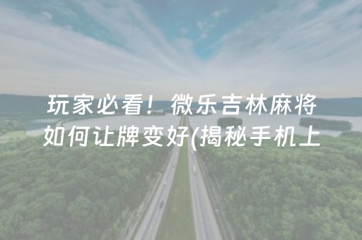 玩家必看！微乐吉林麻将如何让牌变好(揭秘手机上确实有猫腻)