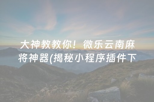 大神教教你！微乐云南麻将神器(揭秘小程序插件下载)
