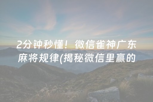 2分钟秒懂！微信雀神广东麻将规律(揭秘微信里赢的诀窍)