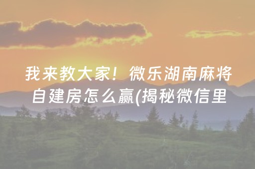 我来教大家！微乐湖南麻将自建房怎么赢(揭秘微信里系统发好牌)
