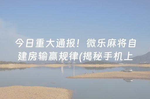 今日重大通报！微乐麻将自建房输赢规律(揭秘手机上系统发好牌)