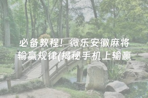 必备教程！微乐安徽麻将输赢规律(揭秘手机上输赢技巧)