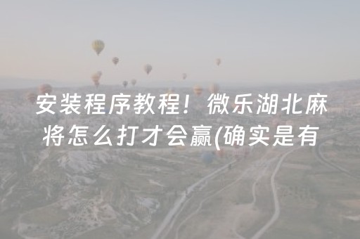 安装程序教程！微乐湖北麻将怎么打才会赢(确实是有挂的)