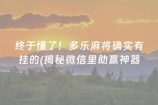 终于懂了！多乐麻将确实有挂的(揭秘微信里助赢神器)