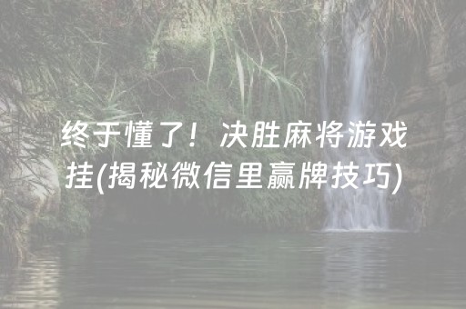 终于懂了！决胜麻将游戏挂(揭秘微信里赢牌技巧)
