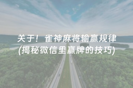 关于！雀神麻将输赢规律(揭秘微信里赢牌的技巧)