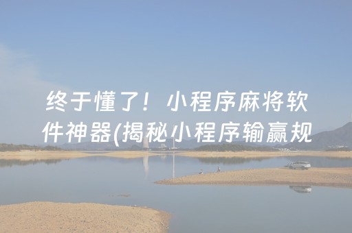 终于懂了！小程序麻将软件神器(揭秘小程序输赢规律)
