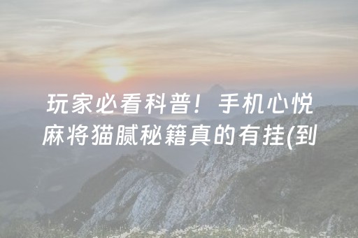 玩家必看科普！手机心悦麻将猫腻秘籍真的有挂(到底是不是有挂)