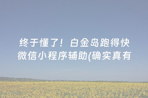 终于懂了！白金岛跑得快微信小程序辅助(确实真有挂)