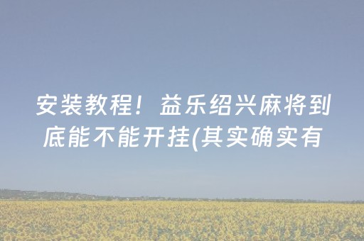 安装教程！益乐绍兴麻将到底能不能开挂(其实确实有挂)