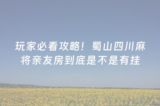 玩家必看攻略！蜀山四川麻将亲友房到底是不是有挂(确实是有挂的)