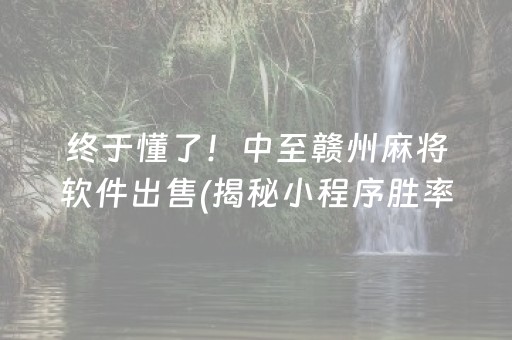 终于懂了！中至赣州麻将软件出售(揭秘小程序胜率到哪调)