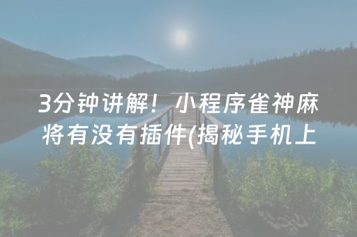 3分钟讲解！小程序雀神麻将有没有插件(揭秘手机上专用神器下载)