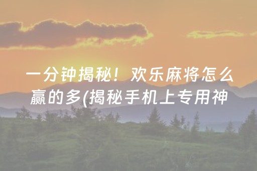 一分钟揭秘！欢乐麻将怎么赢的多(揭秘手机上专用神器)
