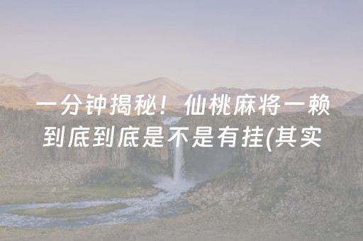 一分钟揭秘！仙桃麻将一赖到底到底是不是有挂(其实是有挂的)