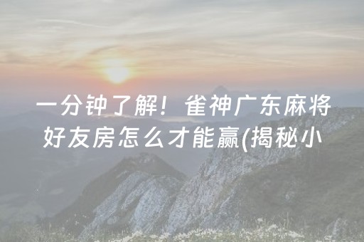 一分钟了解！雀神广东麻将好友房怎么才能赢(揭秘小程序助赢神器)