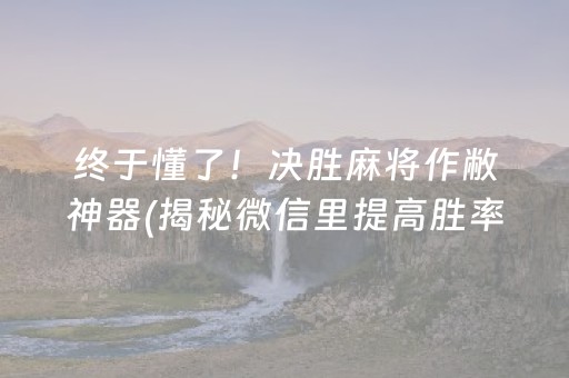 终于懂了！决胜麻将作敝神器(揭秘微信里提高胜率)