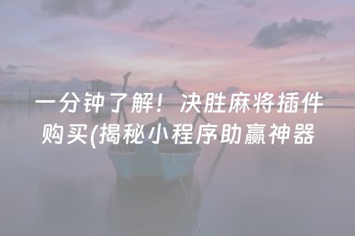 一分钟了解！决胜麻将插件购买(揭秘小程序助赢神器)