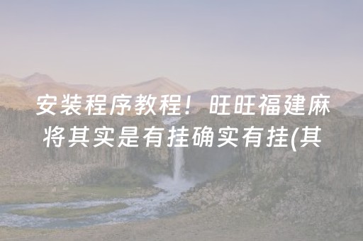 安装程序教程！旺旺福建麻将其实是有挂确实有挂(其实确实有挂)