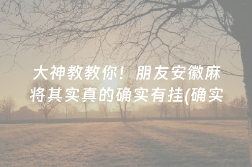 大神教教你！朋友安徽麻将其实真的确实有挂(确实真有挂)
