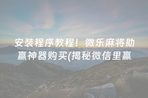 安装程序教程！微乐麻将助赢神器购买(揭秘微信里赢牌的技巧)