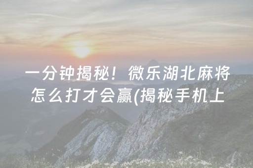 一分钟揭秘！微乐湖北麻将怎么打才会赢(揭秘手机上插件下载)