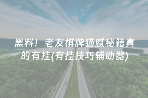 黑料！老友棋牌猫腻秘籍真的有挂(有挂技巧辅助器)