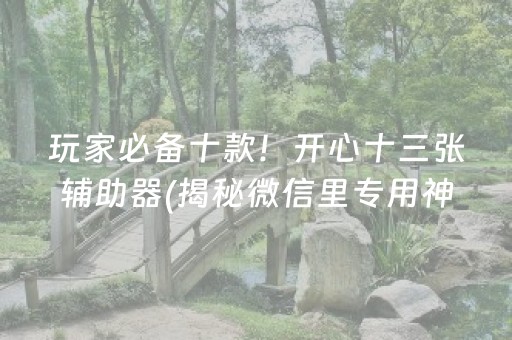玩家必备十款！开心十三张辅助器(揭秘微信里专用神器)