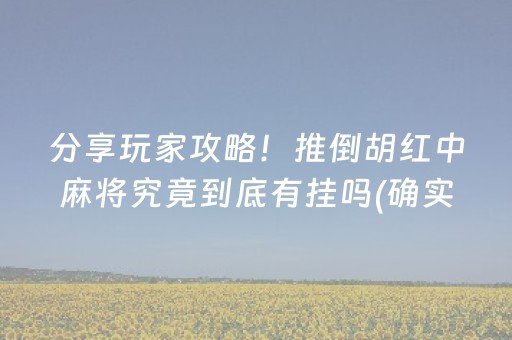 分享玩家攻略！推倒胡红中麻将究竟到底有挂吗(确实真有挂)
