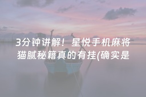 3分钟讲解！星悦手机麻将猫腻秘籍真的有挂(确实是有挂的)