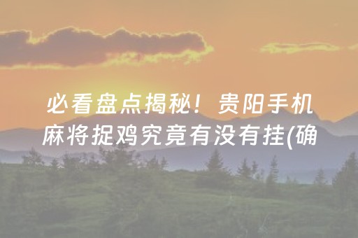 必看盘点揭秘！贵阳手机麻将捉鸡究竟有没有挂(确实有挂吗)