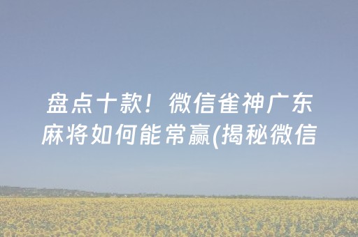 盘点十款！微信雀神广东麻将如何能常赢(揭秘微信里插件下载)