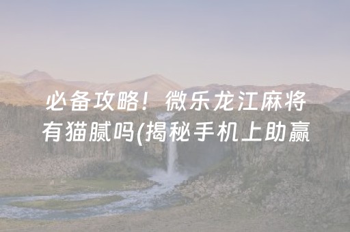 必备攻略！微乐龙江麻将有猫腻吗(揭秘手机上助赢神器)