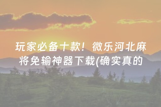 玩家必备十款！微乐河北麻将免输神器下载(确实真的有挂)