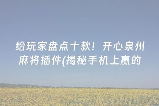 给玩家盘点十款！开心泉州麻将插件(揭秘手机上赢的诀窍)