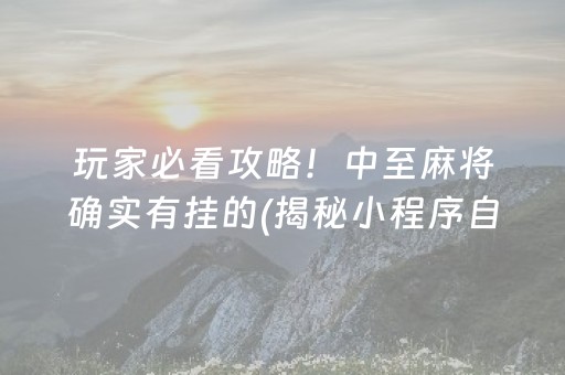 玩家必看攻略！中至麻将确实有挂的(揭秘小程序自建房怎么赢)