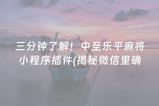 三分钟了解！中至乐平麻将小程序插件(揭秘微信里确实有猫腻)