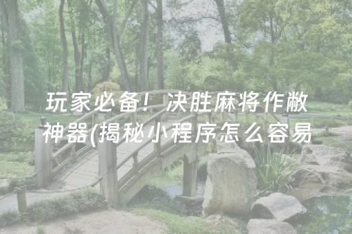 玩家必备！决胜麻将作敝神器(揭秘小程序怎么容易赢)