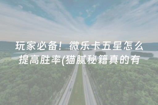 玩家必备！微乐卡五星怎么提高胜率(猫腻秘籍真的有挂)
