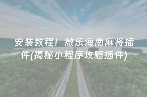 安装教程！微乐海南麻将插件(揭秘小程序攻略插件)